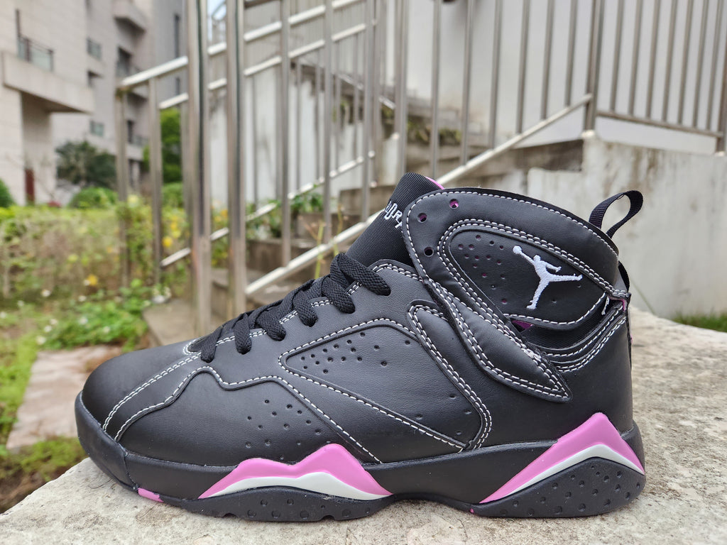 Jordan 7 High-Top Sneakers in Black, White and Pink