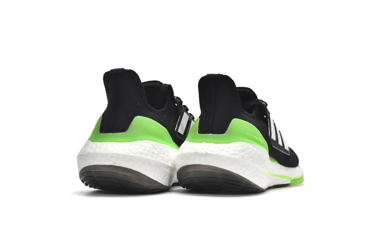 adidas UltraBoost 22 Black Solar Green Running Shoes GX6640