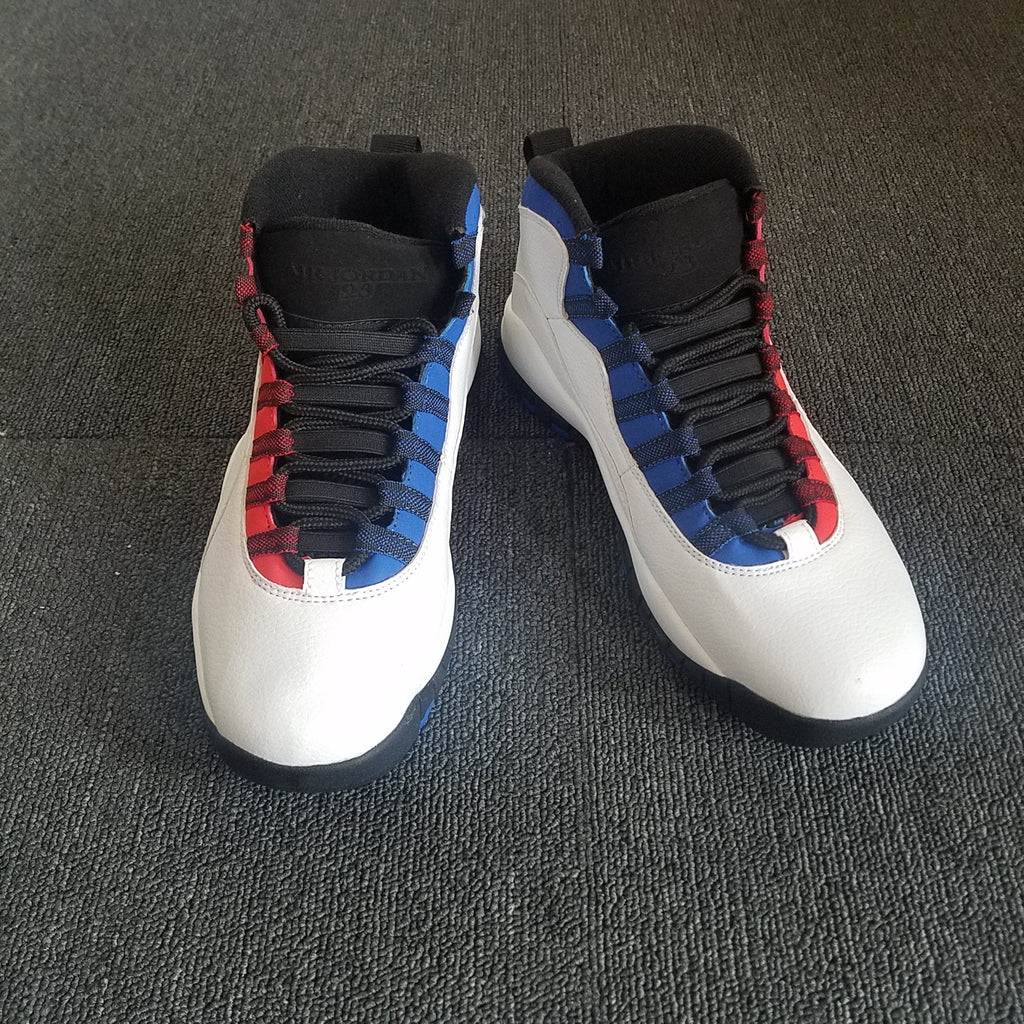 Air Jordan 10 Mismatch High-Top Sneakers White Red Blue