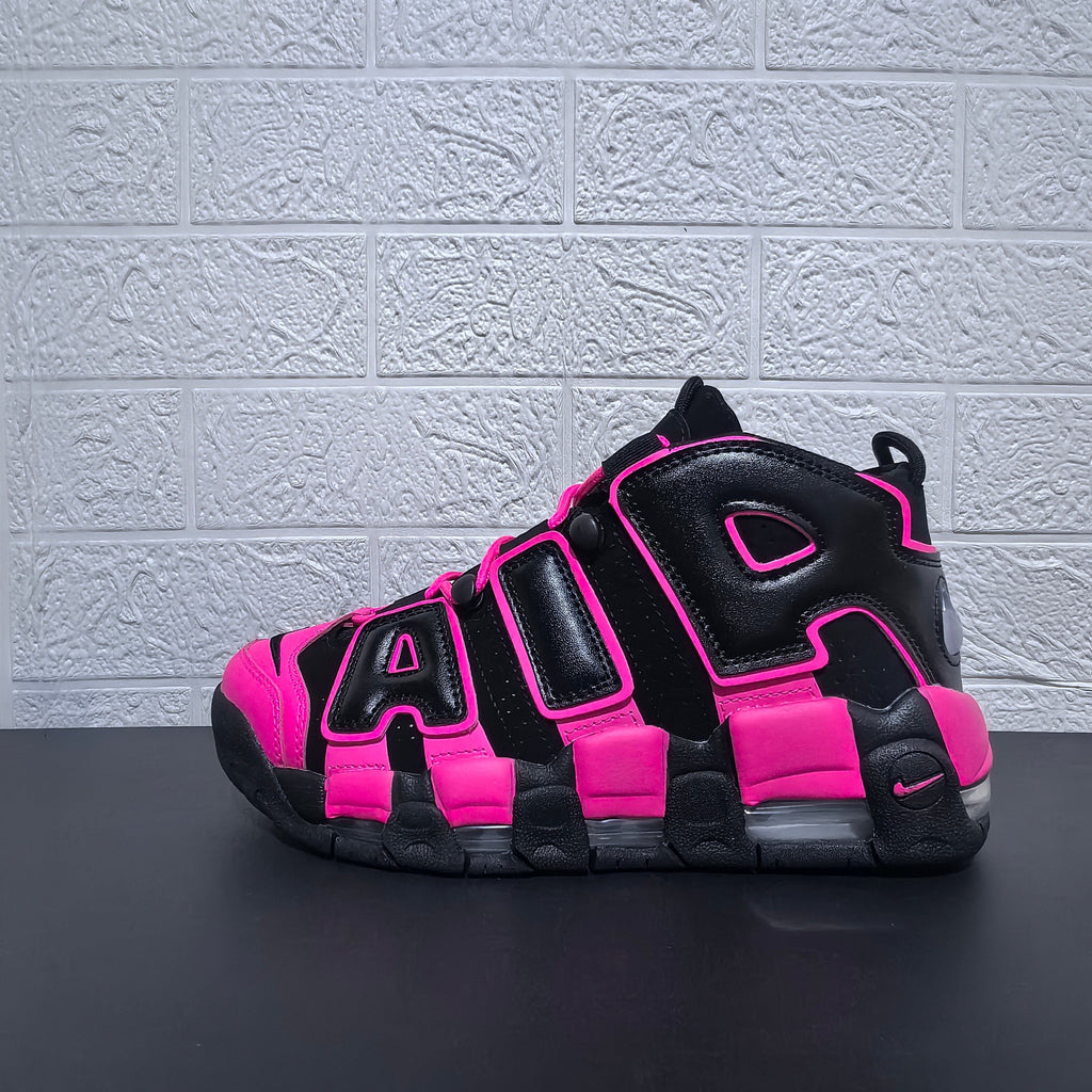 Nike Air More Uptempo Black and Pink Sneakers