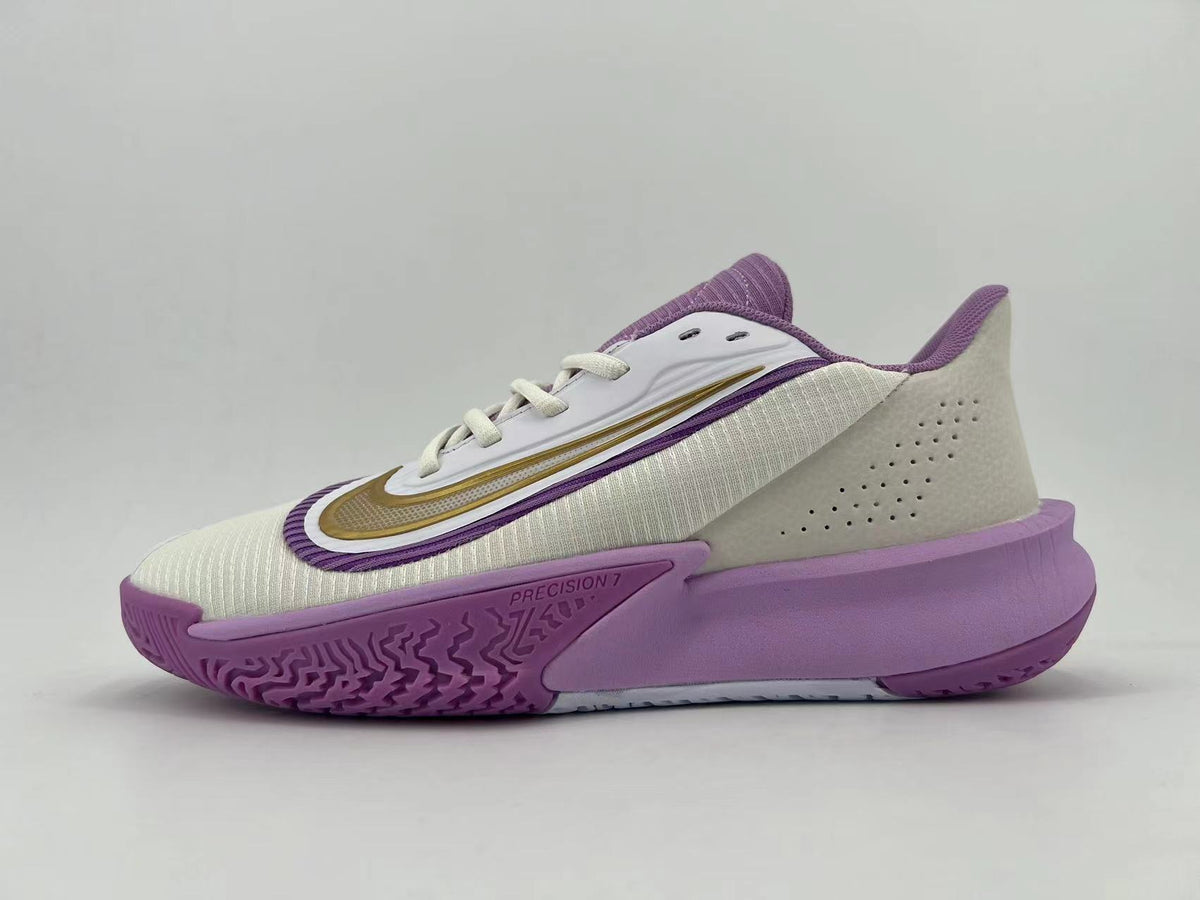Nike Precision 7 White Purple Gold Basketball Shoes