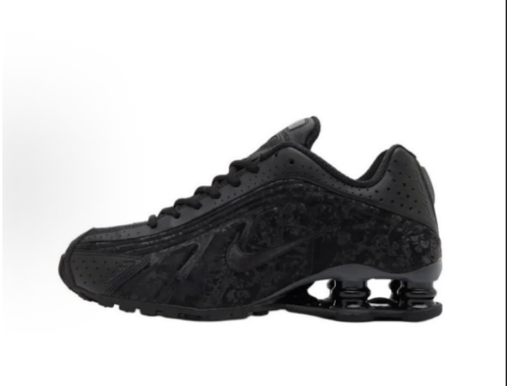 Nike Shox R4 All-Black Embossed Sneakers