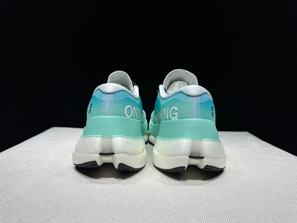 On Cloudboom Max Running Shoes, White and Light Blue
