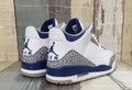 Jordan 3 White and Deep Blue Men's Sneakers