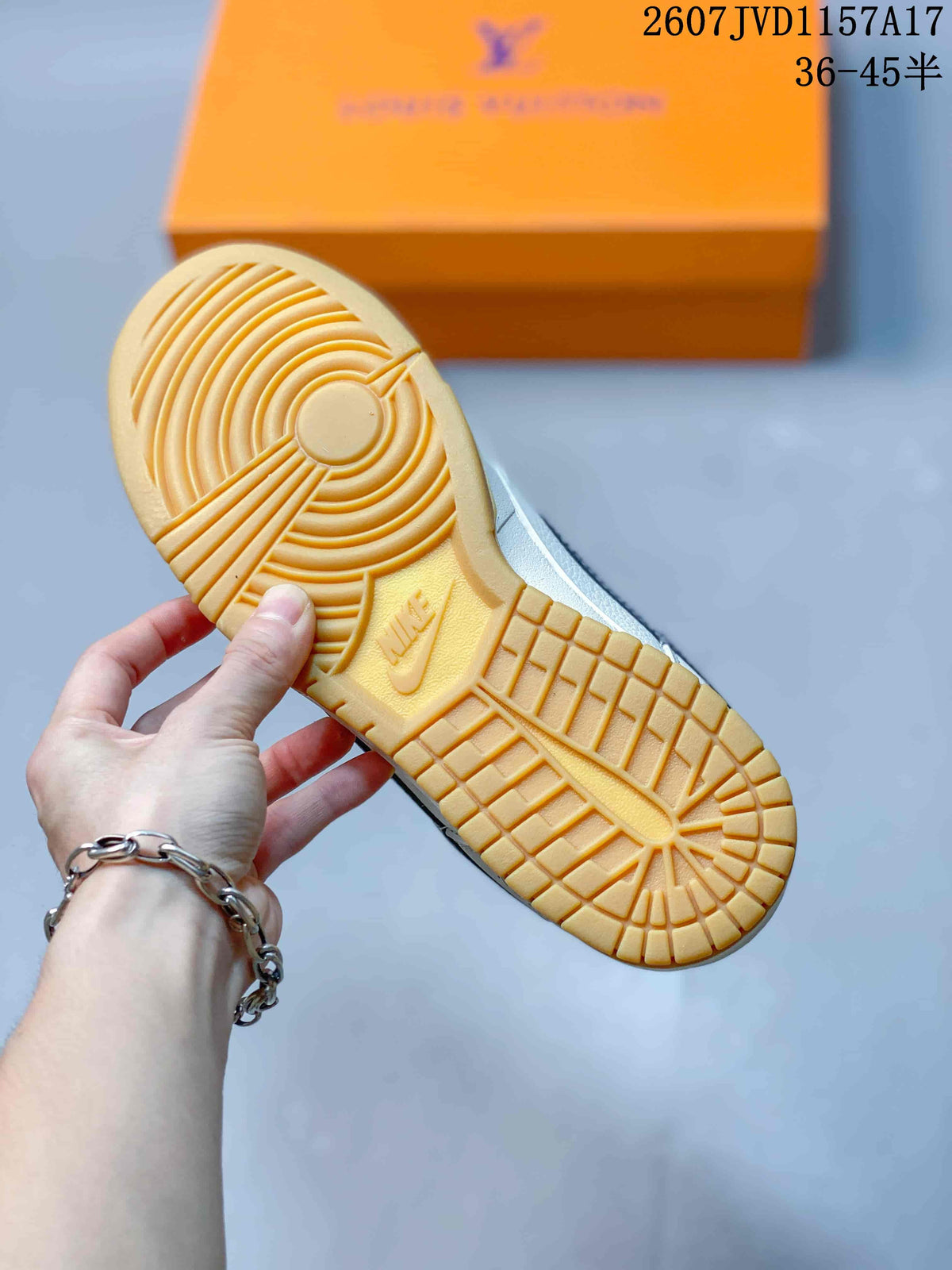 Louis Vuitton x Nike Dunk Low White Navy Sneakers