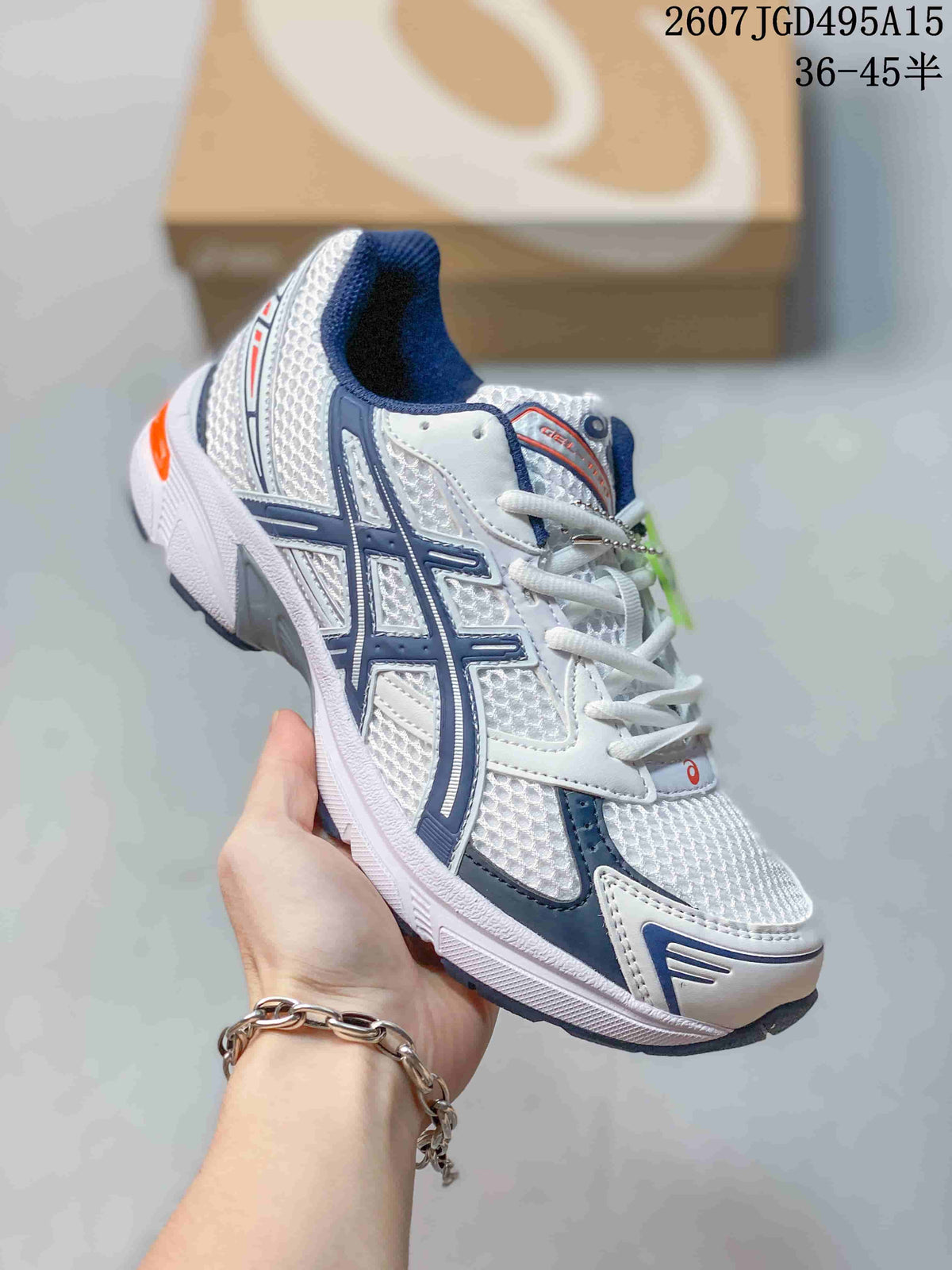 ASICS GEL-1130 White Navy Orange Sneakers 2607JGD495A15