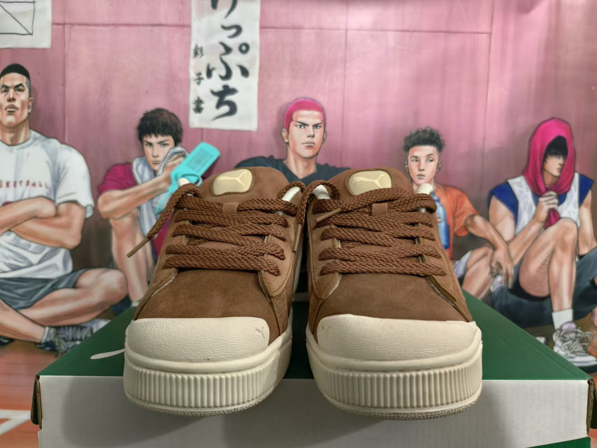 PUMA Brown Low-Top Sneakers with Cream Sole