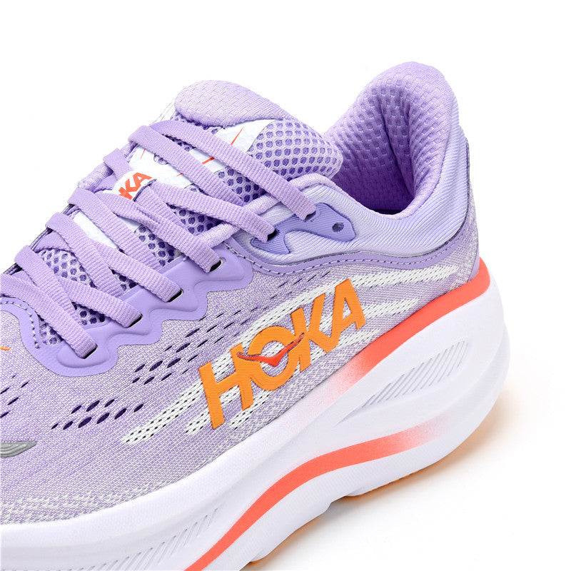 HOKA Bondi 9 Running Shoes in Lavender and Orange
