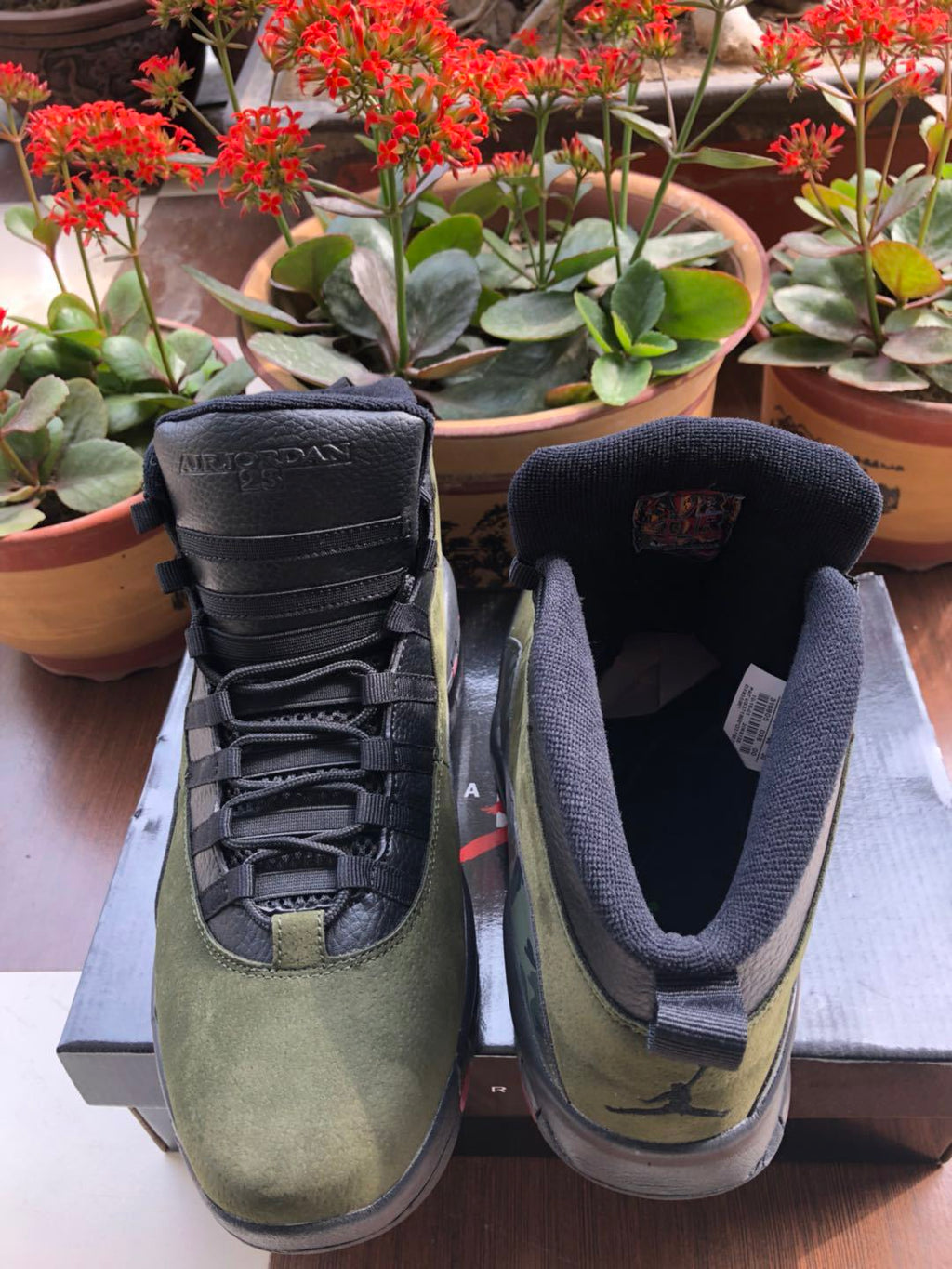 Air Jordan 10 High-Top Sneakers in Olive Camo