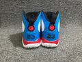 Jordan 9 Retro White, Red and Blue High-Top Sneakers