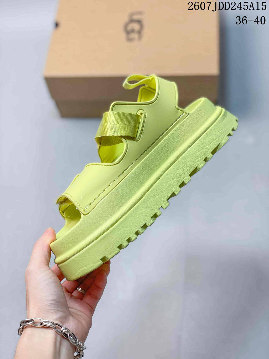 UGG GoldenGlow Women’s Platform Sandals in Lime Green