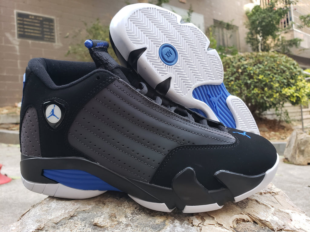 Jordan 14 Men’s High-Top Sneakers in Black, Blue and Iridescent