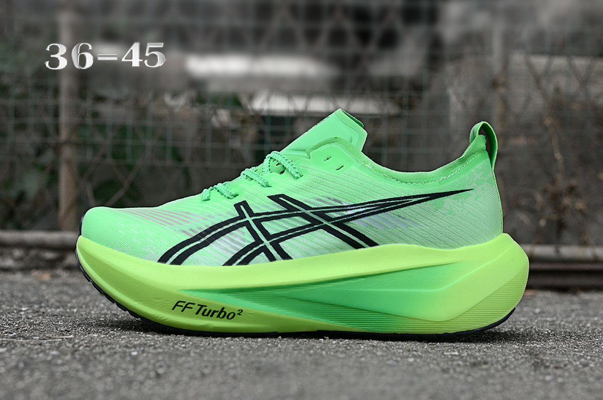 ASICS Green Running Shoes with Black Logo