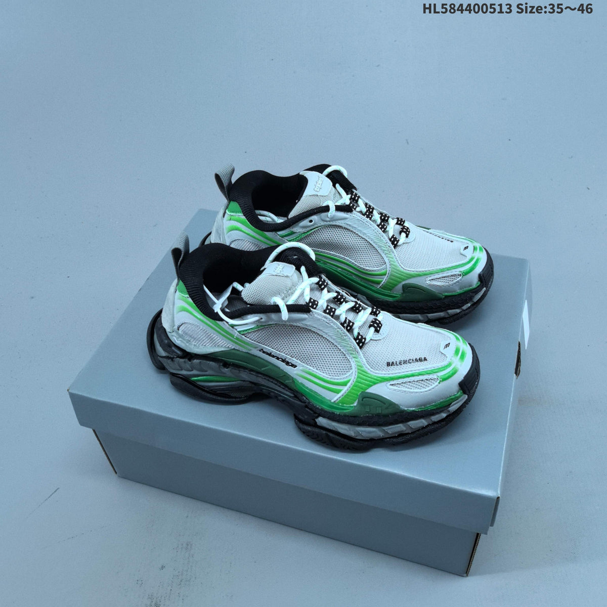 Balenciaga Triple S 2.0 Sneakers in White and Green
