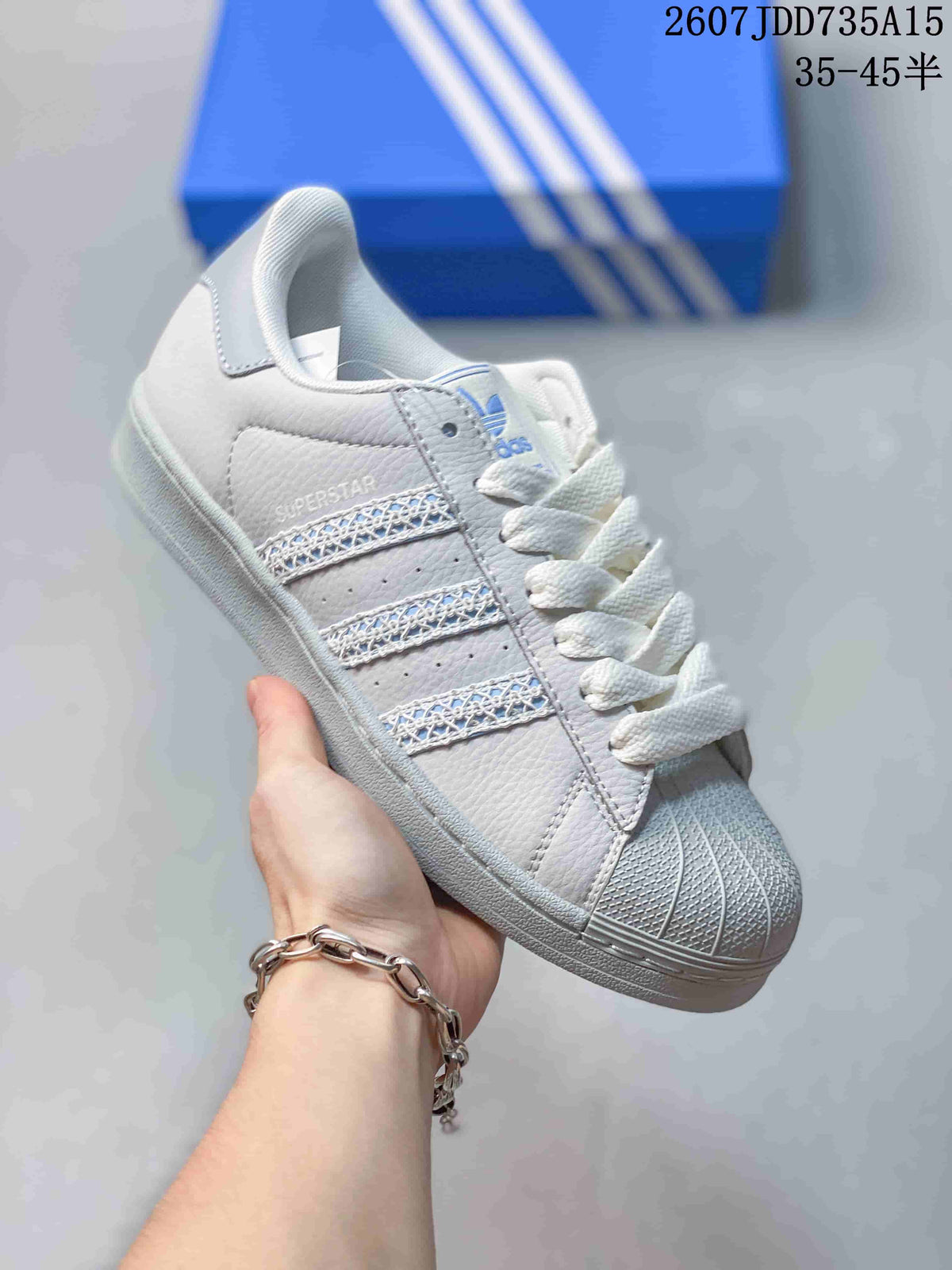 adidas Superstar Sneakers White Gray Blue 2607JDD735A15