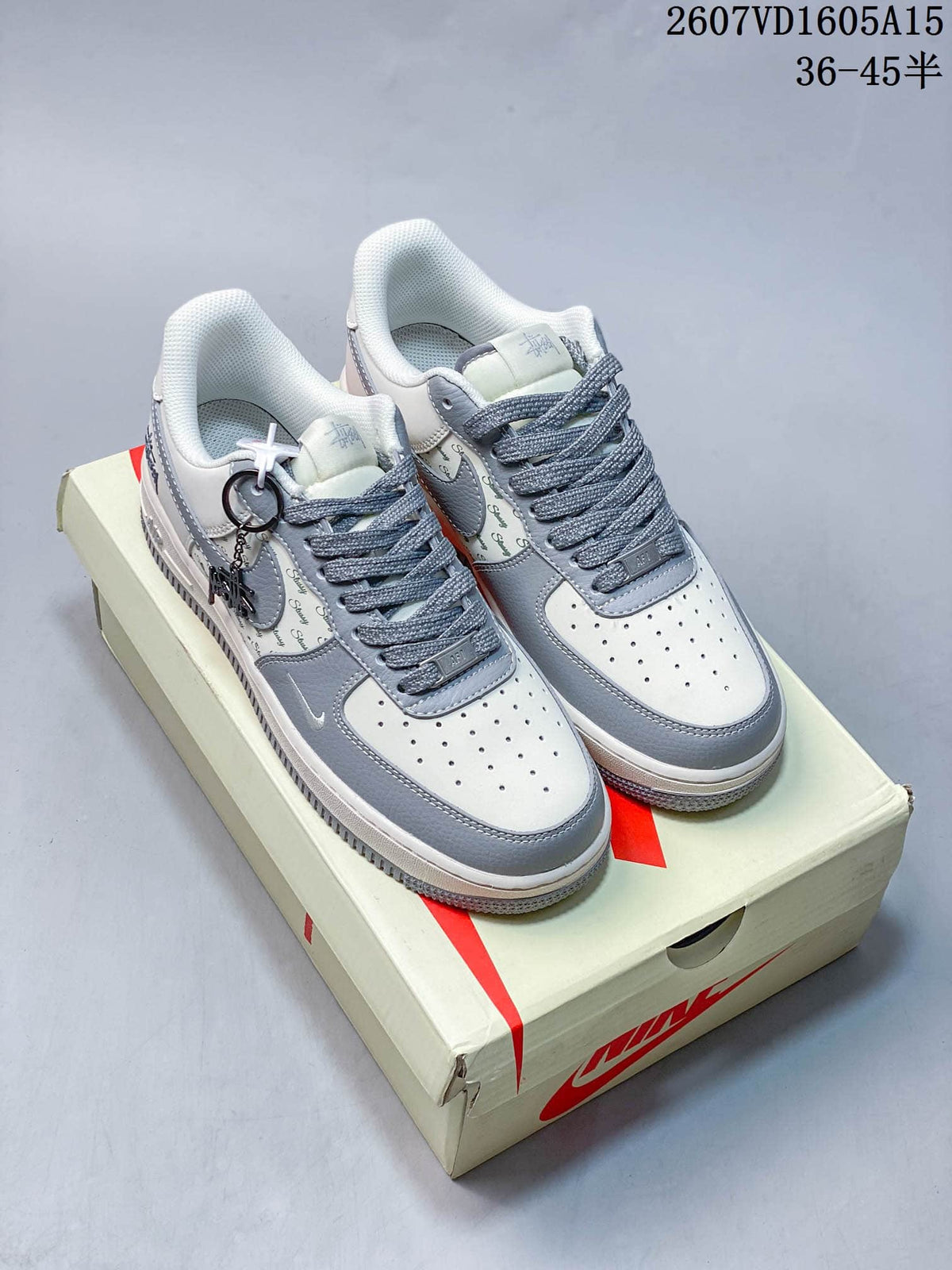 Nike Air Force 1 White Blue Custom Sneakers Style 2607VD1605A15