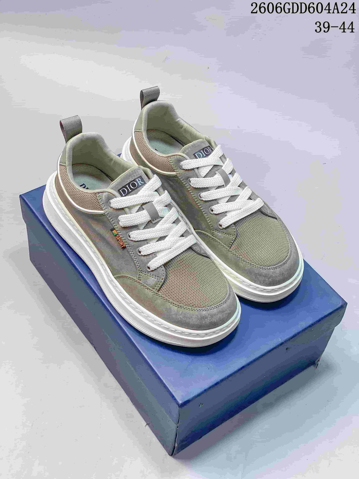 Dior Casual Lace-Up Sneakers in Gray Green