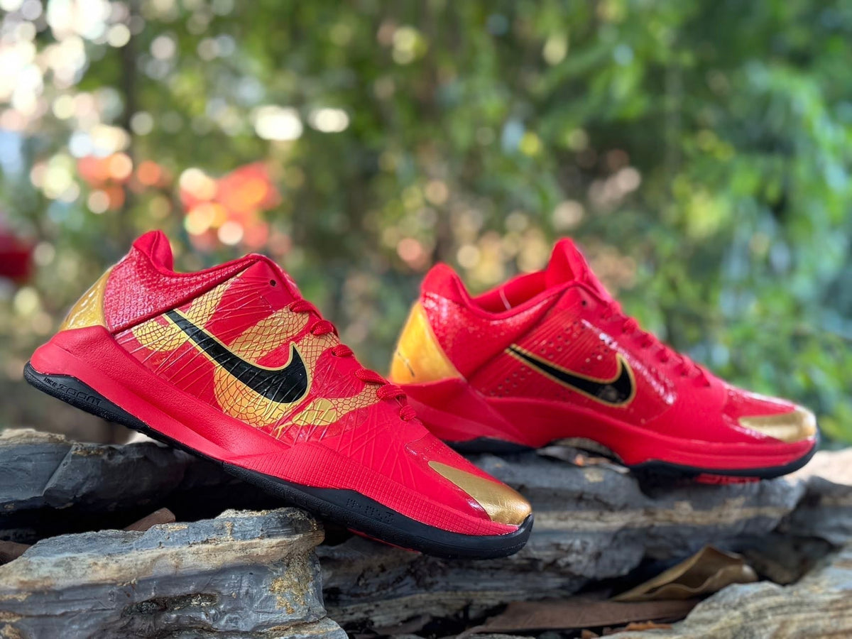Nike Kobe 5 Basketball Shoes in Red and Gold