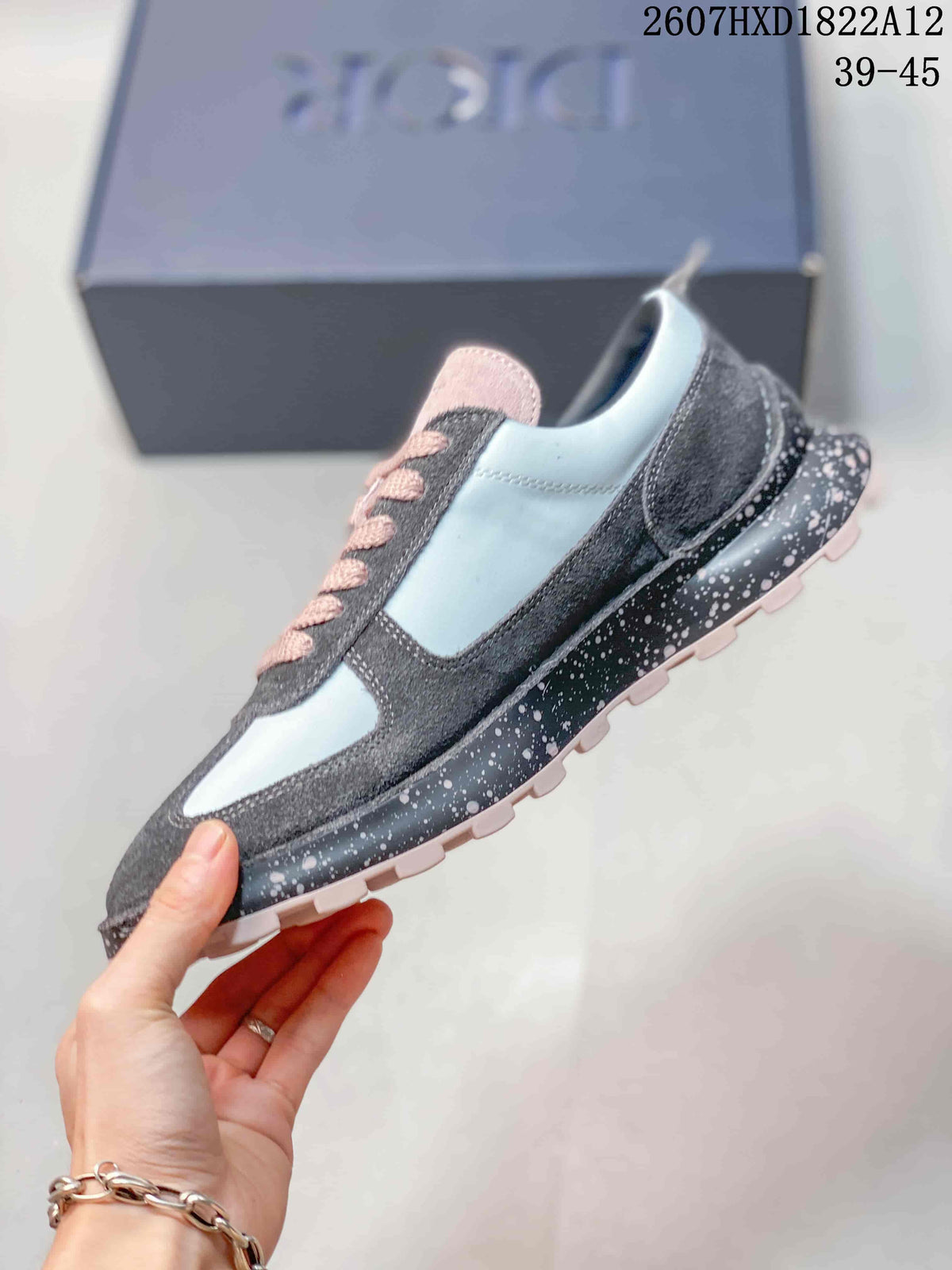 Dior Squash Suede Sneakers Gray White Pink 2607HXD1822A12