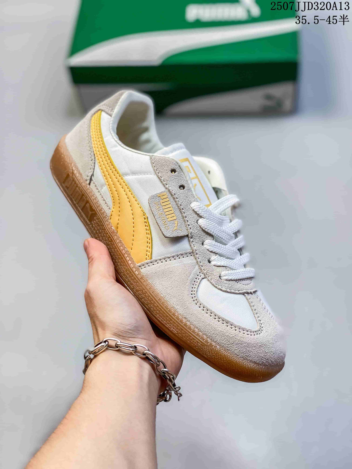 PUMA Palermo Leather Sneakers White Yellow Gum 2507JJD320A13