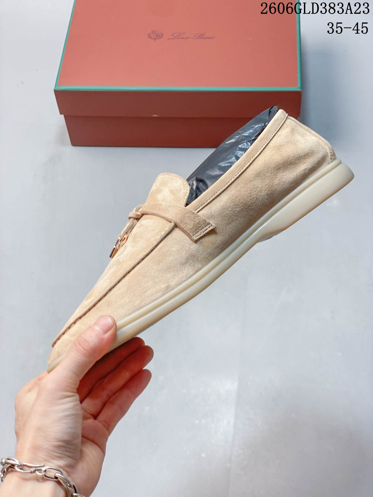 Loro Piana Suede Lock-Detail Loafers in Beige