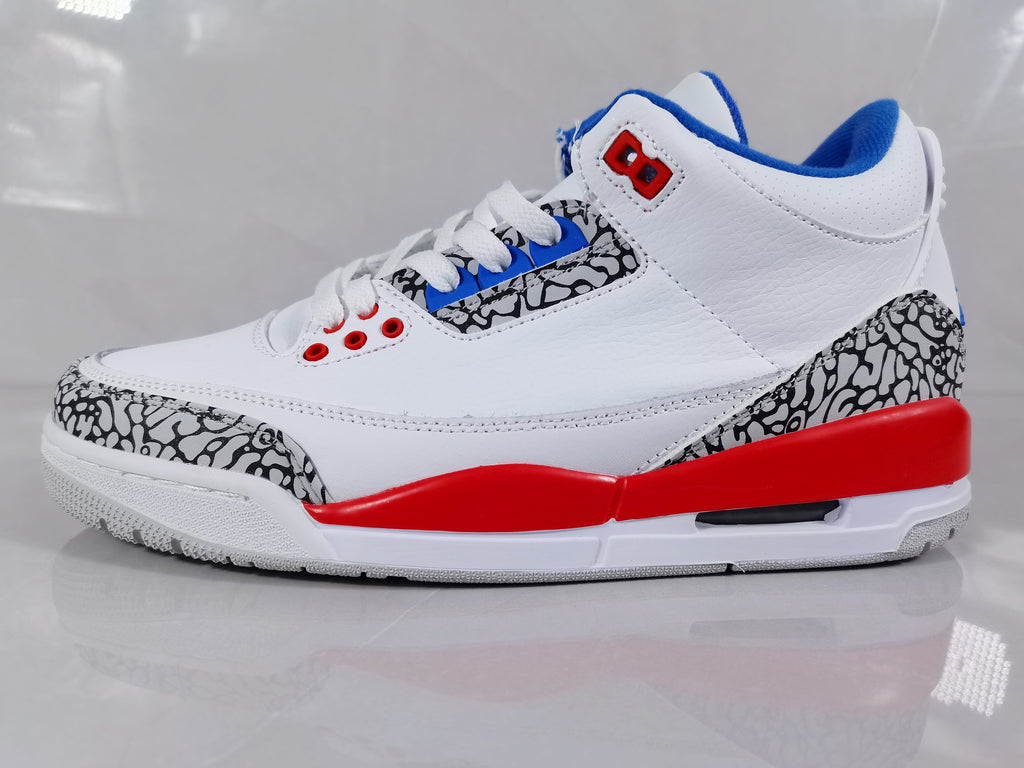 Jordan 3 Retro White Red Blue Elephant Print Sneakers