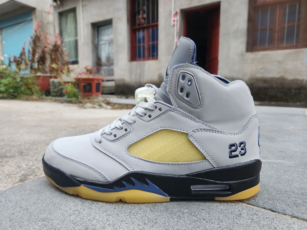 Air Jordan 5 High-Top Sneakers in Black and Yellow