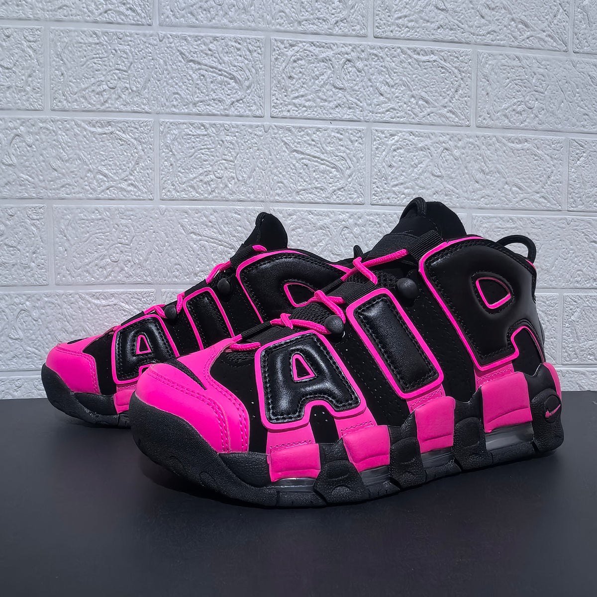 Nike Air More Uptempo Black and Pink Sneakers